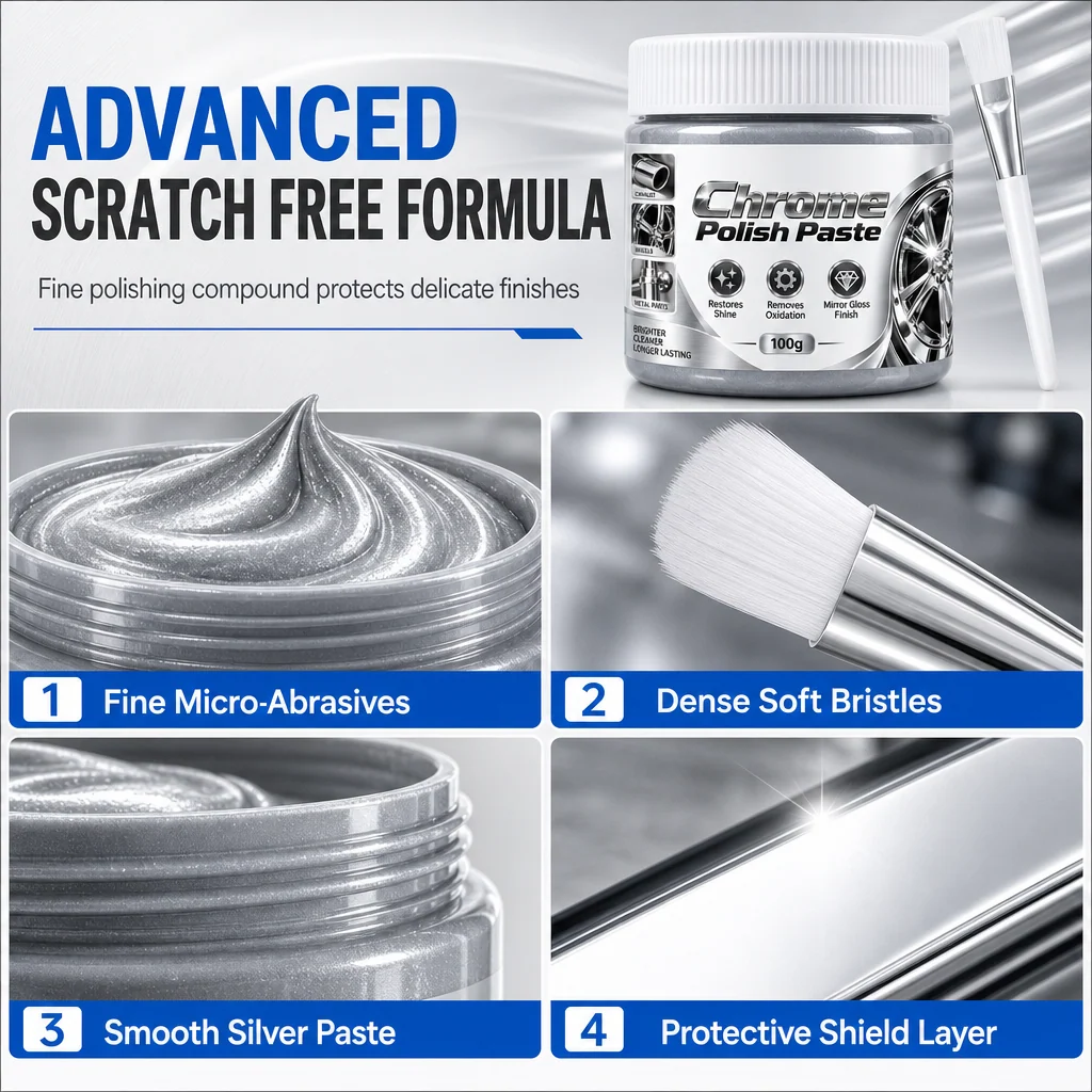 Chrome Polish Paste for a Brilliant, Mirror-Like Shine